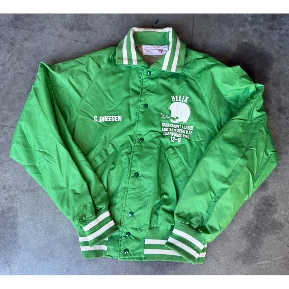 VTG 1960's Mens Sz Medium Goodman & Sons Jacket Green HELIX High School CIF Cham